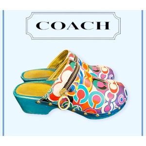 Coach Jess Pop Art Collection Clogs Size 6